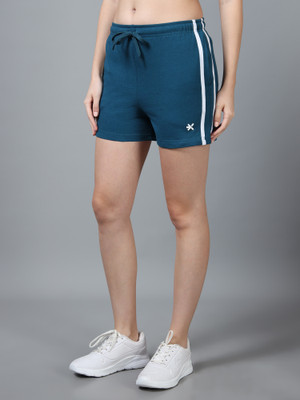 HRX by Hrithik Roshan Self Design, Striped Women Blue Regular Shorts