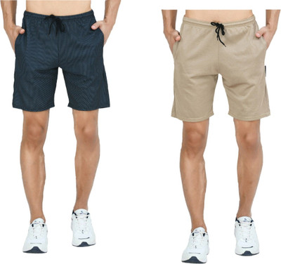 Indestar Solid Men Beige, Black Bermuda Shorts