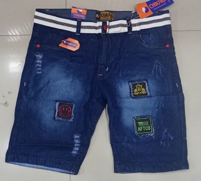 Jeff shorty Self Design Men Denim Blue Denim Shorts