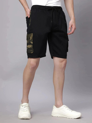 Ho Bindaass Military Camouflage Men Black Cargo Shorts