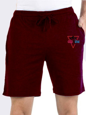 ALPHINE Solid Men Maroon Basic Shorts