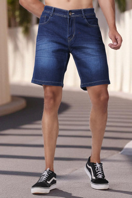 ZAYSH Solid Men Dark Blue Denim Shorts