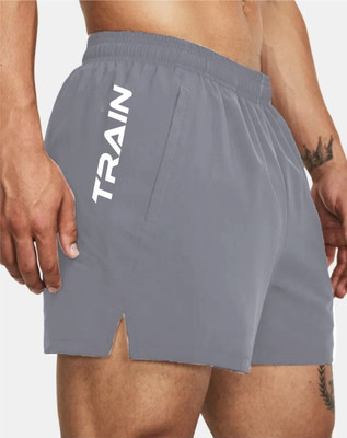 LOTHRIC Printed Men Grey Gym Shorts