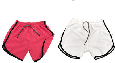 OctaBox Solid Men Red, White Running Shorts