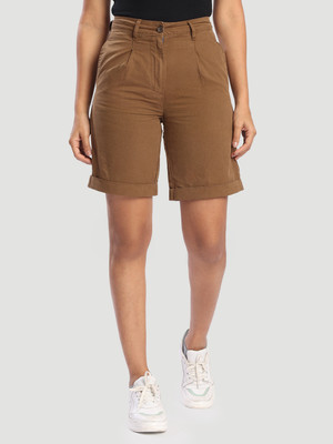 Bene Kleed Solid Women Brown Bermuda Shorts