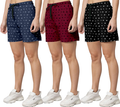 HIYAFAB Printed Women Multicolor Regular Shorts