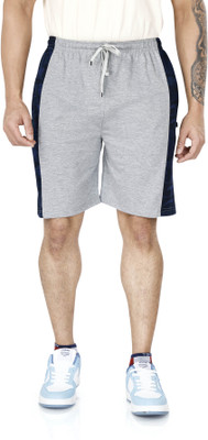 NEO GARMENTS Color Block Men Grey Basic Shorts, Casual Shorts