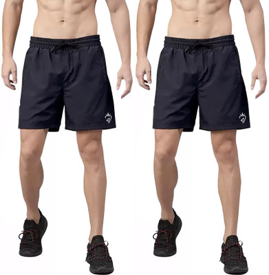 CROSS SPIRIT Solid Men Black Sports Shorts