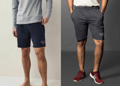 Moda Rapido Solid Men Dark Blue, Grey Regular Shorts