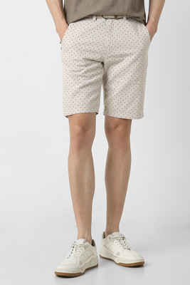 PETER ENGLAND Printed Men White Regular Shorts