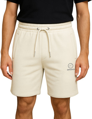 swagwok Solid Men White Casual Shorts, Night Shorts, Basic Shorts