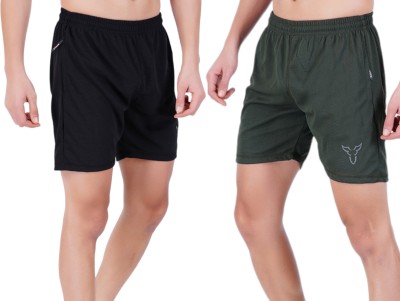 HUNTERMEN Solid Men Black Regular Shorts