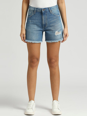 Pepe Jeans Distressed Women Blue Denim Shorts