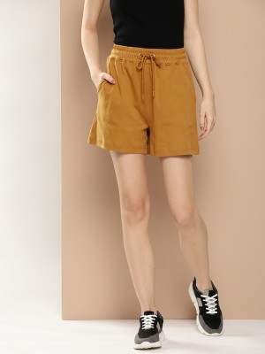 Bene Kleed Solid Women Brown Regular Shorts