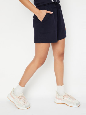 MAX Solid Women Blue Basic Shorts