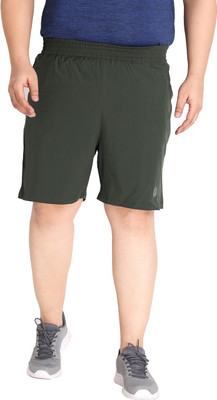 CHKOKKO Solid Men Dark Green Running Shorts