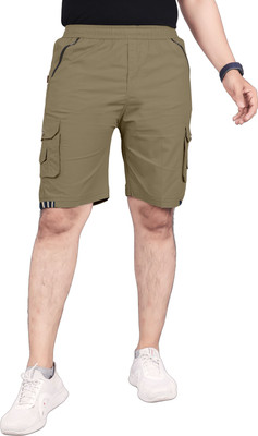 bffashion Solid Men Beige Basic Shorts