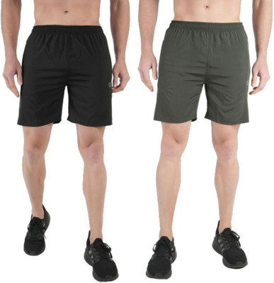 KWINGS Solid Men Dark Green, Black Sports Shorts