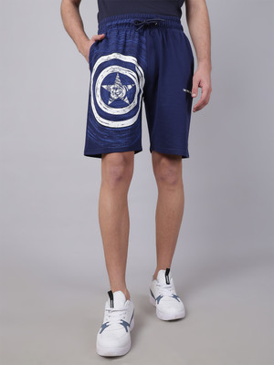 Free Authority Graphic Print Men Blue Regular Shorts