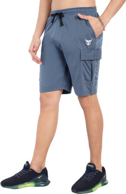 Go Devil Printed Men Blue Cargo Shorts