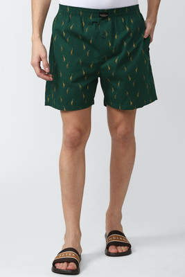 PETER ENGLAND Printed Men Green Regular Shorts
