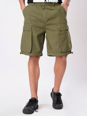 Bene Kleed Solid Men Dark Green Cargo Shorts
