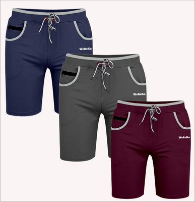 VINTHON Self Design Men Dark Blue, Dark Grey, Maroon Regular Shorts