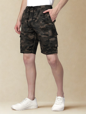Ho Bindaass Military Camouflage Men Grey Cargo Shorts