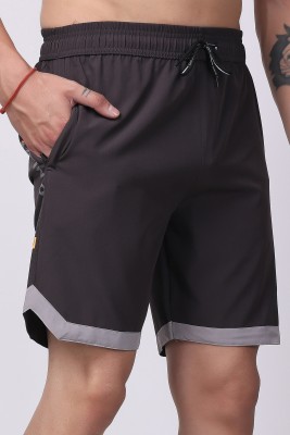 WMX Solid, Striped Men Grey Casual Shorts, Beach Shorts, Basic Shorts