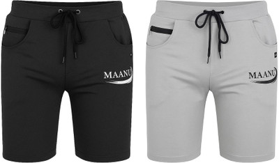 MAANU Printed Men Grey, Black Regular Shorts