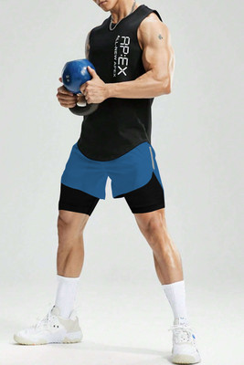 CULISH Color Block Men Blue Sports Shorts