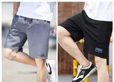BAJARHUB Printed Men Black, Grey Basic Shorts
