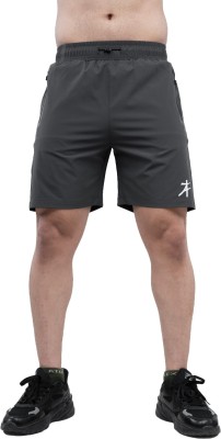 Athflex Solid Men Grey Sports Shorts, Running Shorts, Basic Shorts, Regular Shorts