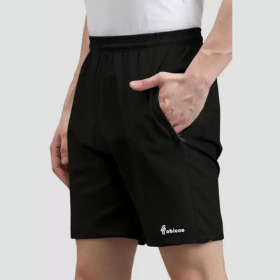 Fabicoo Solid Men Black Sports Shorts