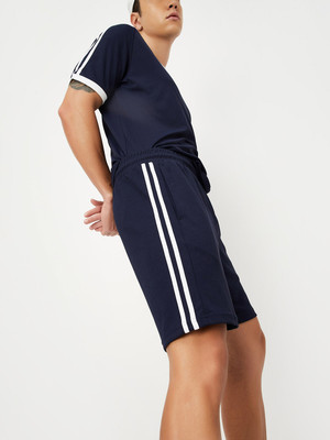 MAX Solid Men Dark Blue Casual Shorts