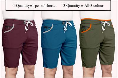 WeReKo Solid Men Silver Regular Shorts