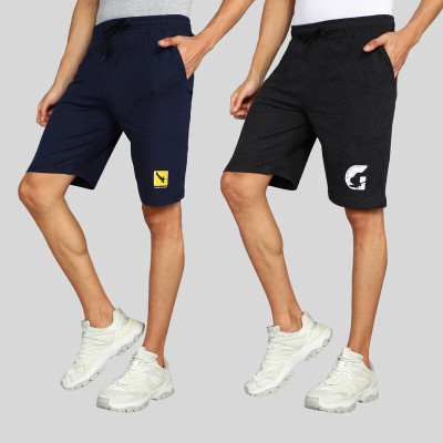 GYRFALCON Self Design Men Dark Blue, Dark Grey Regular Shorts