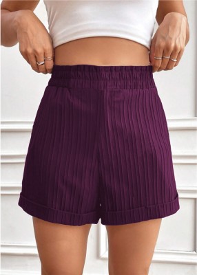 Rajovati Striped Women Purple Casual Shorts