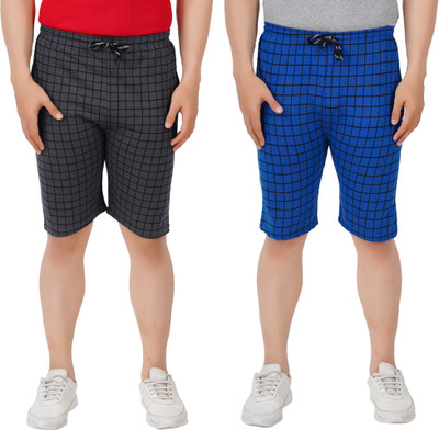 JUST TRY FASHION Checkered Men Multicolor Bermuda Shorts