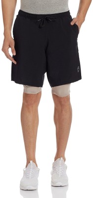 TRUEREVO Solid Men Black Sports Shorts, Running Shorts