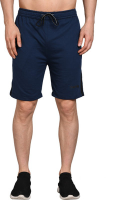 Burdy Solid Men Blue Sports Shorts