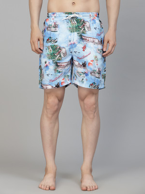 Style Quotient Printed Men Blue Swim Shorts