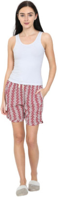 Bareblow Geometric Print Women Red Boxer Shorts