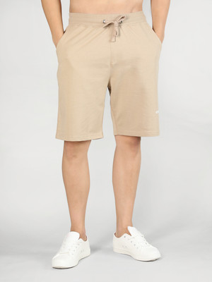 CHKOKKO Solid Men Beige Basic Shorts