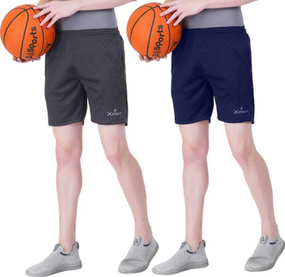 Xmer Solid Men Dark Grey, Blue, Multicolor Regular Shorts