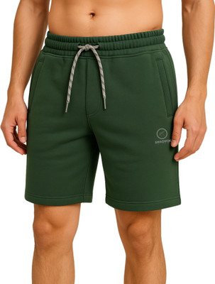 swagwok Solid Men Dark Green Casual Shorts, Night Shorts, Basic Shorts