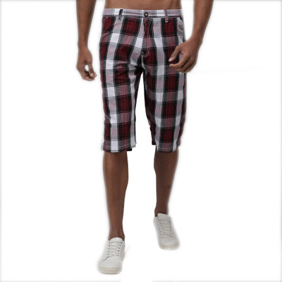 SPORTO Checkered Men Maroon Bermuda Shorts
