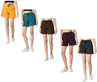 IndiWeaves Printed Women Multicolor Regular Shorts