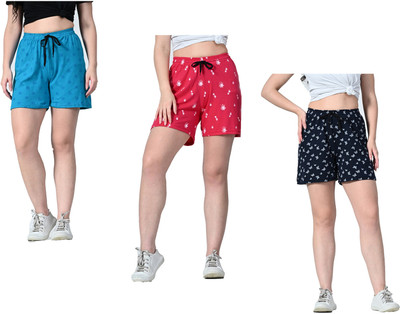 Indistar Printed Women Multicolor Regular Shorts