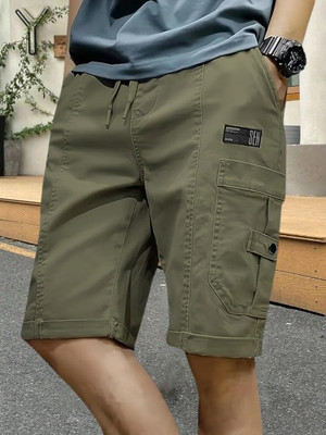 Pitzz Solid Men Green Cargo Shorts